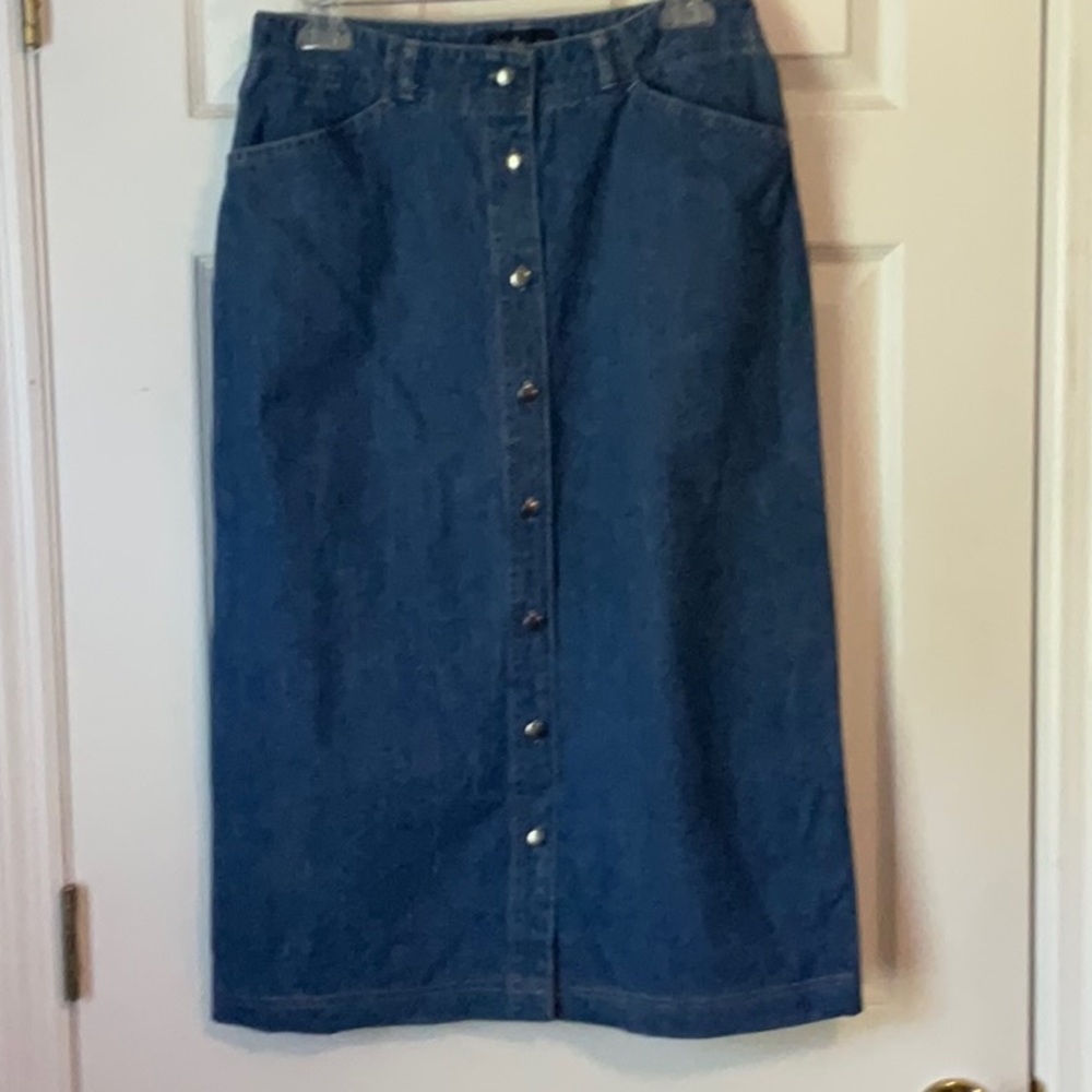 Style & Co Women’s 100% Cotton Blue Button Down Medium Wash Denim Skirt Size 10